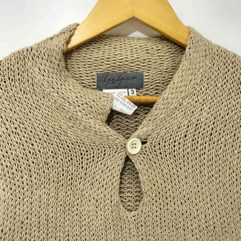 ヨウジヤマモトプールオム Yohji Yamamoto POUR HOMME ヘンリーネック コットン ニット 半袖 メンズ JPN:3