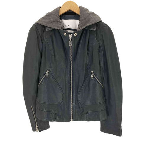 ドマ DOMA ラムレザー フーデッドジャケット レディース S