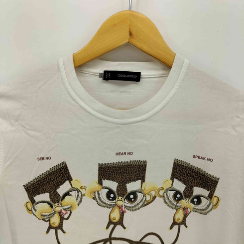 ディースクエアード DSQUARED2 イタリア製 HEAR NO EVIL 三猿 プリント S/S Tシャツ レディース import:L