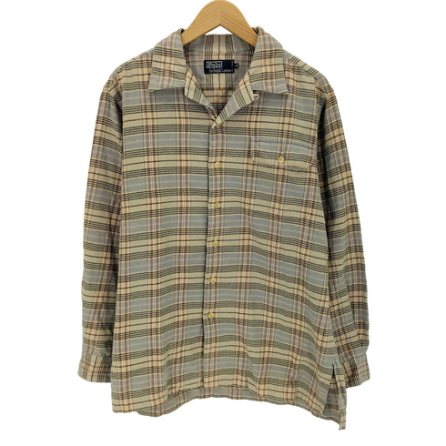 ポロバイラルフローレン Polo by RALPH LAUREN 90~00s 開襟 チェックオープンカラーネルシャツ メンズ M