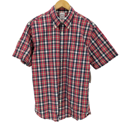ブルックスブラザーズ BROOKS BROTHERS コットンポプリン チェック ショートスリーブ フランデーシャツ メンズ import:M