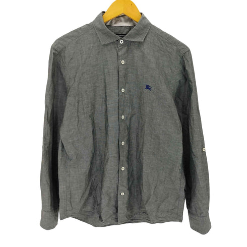 バーバリーブラックレーベル BURBERRY BLACK LABEL リネン混 シャンブレー 長袖シャツ メンズ 3