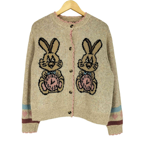 tyakashastudio ニットカーディガン ウサギ柄 レディース import:M