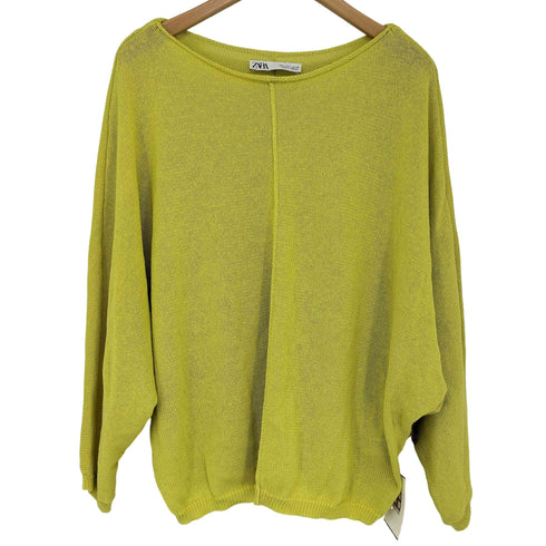 ザラ ZARA リネン混ボートネックニット レディース import:L