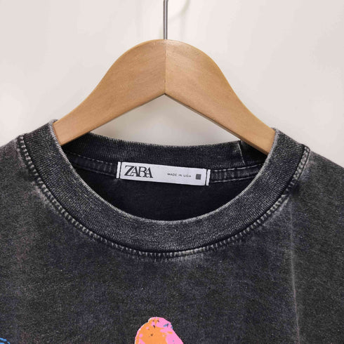 ザラ ZARA ロックバンドプリント クロップドTシャツ レディース