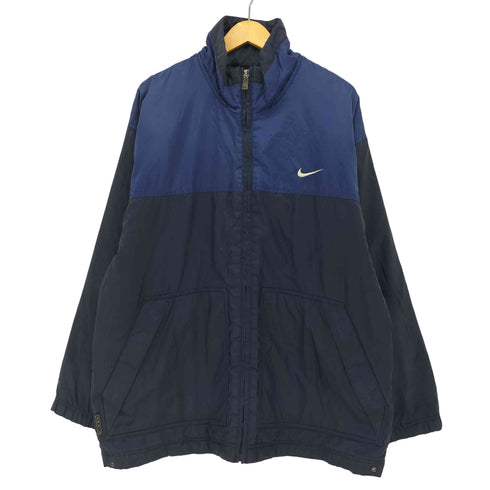 ナイキ NIKE 90s 赤黒タグ スウッシュ刺繍 バイカラー 中綿 ジップアップ ジャケット メンズ import:L