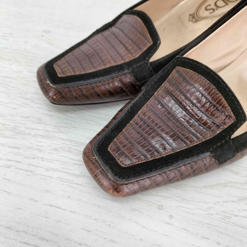 トッズ TOD’S クロコ ヒールローファー 23.5cm相当 レディース 36.5