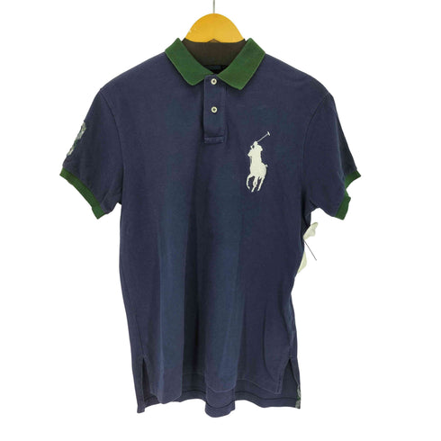 ポロバイラルフローレン Polo by RALPH LAUREN ビックポニー ナンバリング 刺繍 バイカラー ポロシャツ メンズ import:M