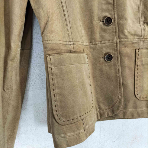 エディーバウアー Eddie Bauer GENNINE LEATHER リアルスエード2Bテーラードジャケット レディース import:M