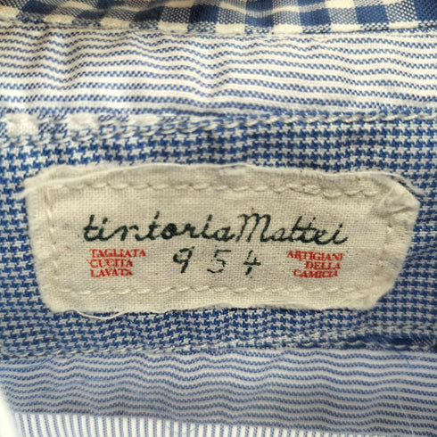 Tintoria Mattei ギンガムチェック切替ストライプシャツ import メンズ 39
