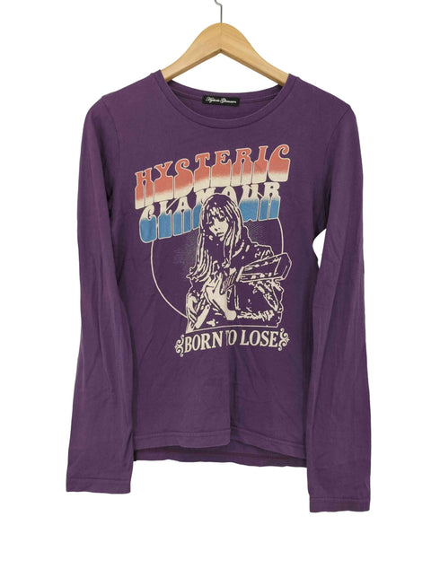 ヒステリックグラマー HYSTERIC GLAMOUR ラメ ロゴプリント クルーネック 長袖カットソー Tシャツ レディース FREE
