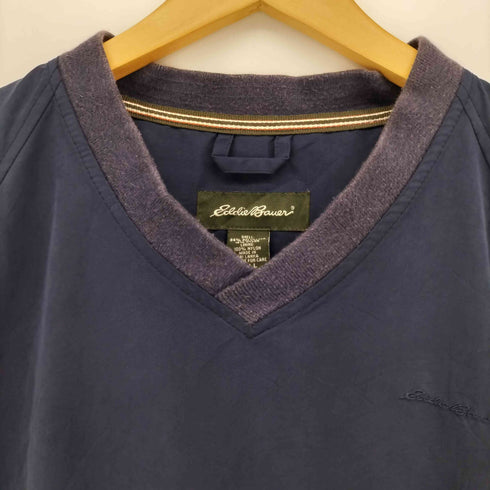 エディーバウアー Eddie Bauer 00s ロゴ刺繍 リブ切り替え Vネック ピステ メンズ import:L