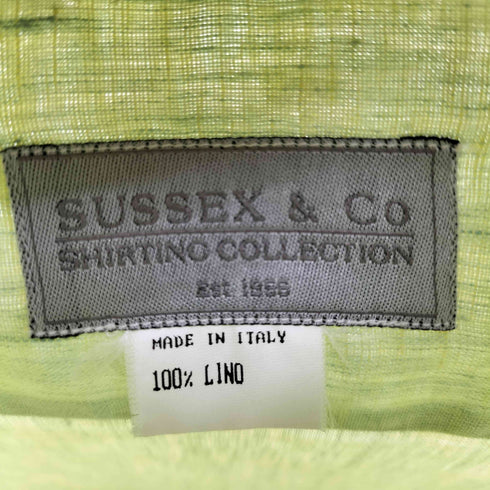 SUSSEX&CO MADE IN ITALY リネン100 1ポケットシャツ import メンズ 38