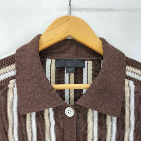 ザラ ZARA ストライプニットボタンシャツ レディース import:M