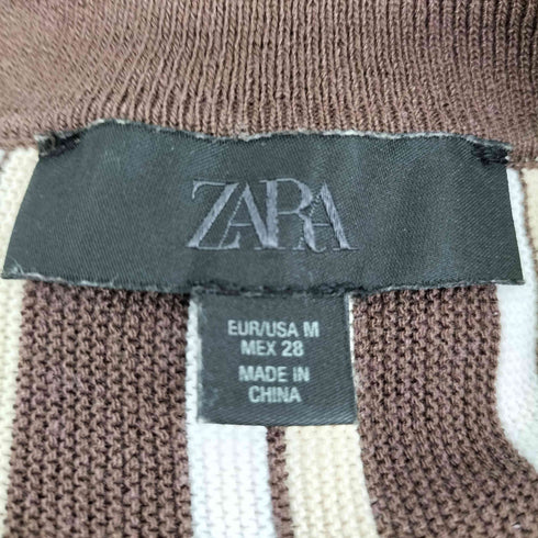 ザラ ZARA ストライプニットボタンシャツ レディース import:M