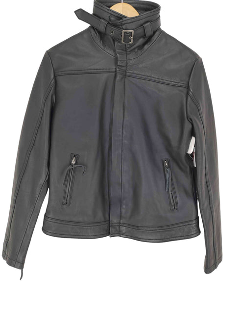 リューグーレザーズ Liugoo Leathers cow leather 裏地チェックスタンドカラーレザージャケット メンズ JPN:3
