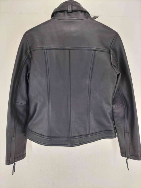 リューグーレザーズ Liugoo Leathers cow leather 裏地チェックスタンドカラーレザージャケット メンズ JPN:3