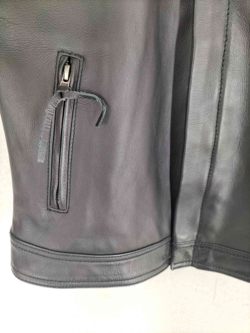 リューグーレザーズ Liugoo Leathers cow leather 裏地チェックスタンドカラーレザージャケット メンズ JPN:3