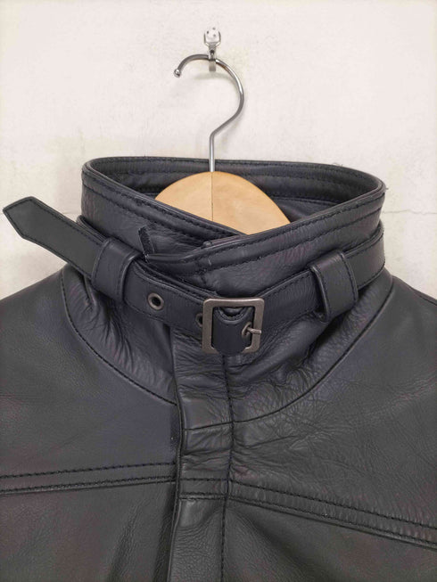 リューグーレザーズ Liugoo Leathers cow leather 裏地チェックスタンドカラーレザージャケット メンズ JPN:3
