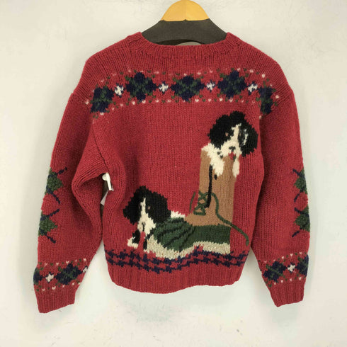 ウールリッチ WOOLRICH 紺タグ 100% ALL PURE WOOL ウールニット 犬 クルーネック レディース import:M