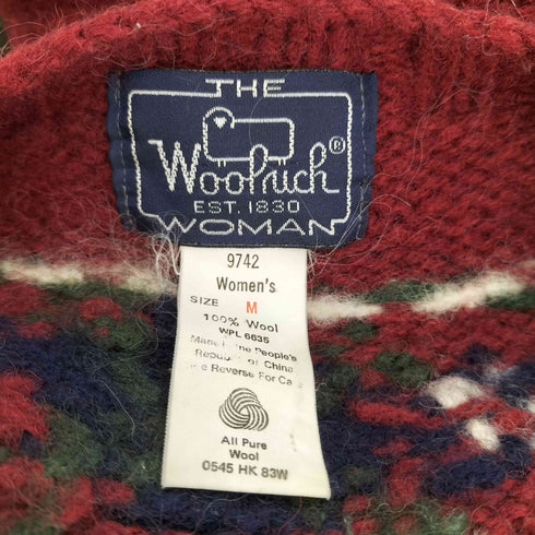 ウールリッチ WOOLRICH 紺タグ 100% ALL PURE WOOL ウールニット 犬 クルーネック レディース import:M