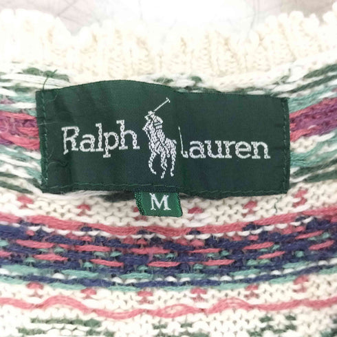 ラルフローレン RALPH LAUREN 総柄 フリル リネン混ニットベスト レディース import:M