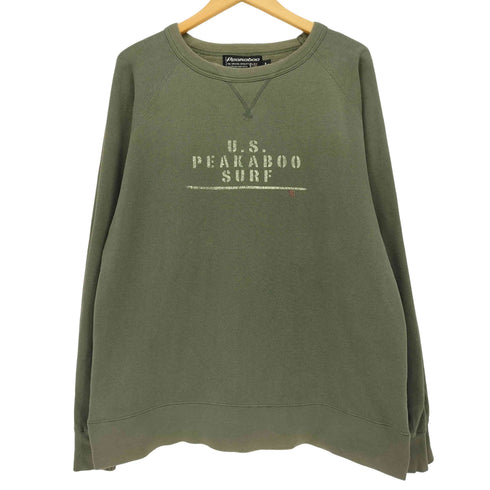 80-90S PEAKABOO 前Vガゼット U.S SURF プリント クルーネック スウェット メンズ import:L