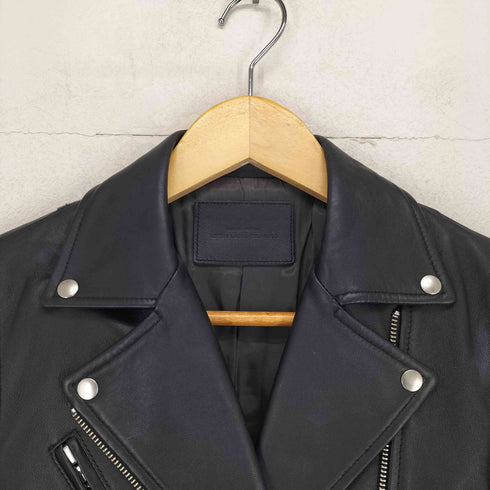 ユナイテッドアローズグリーンレーベルリラクシング UNITED ARROWS green label relaxing lamb lather ダブルライダースジャケット レディース JPN:38