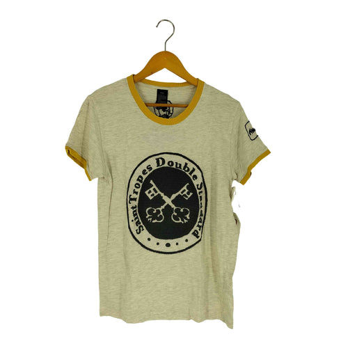 ダブルスタンダードクロージングヒム D/him 裾シングル サークルロゴ リンガーTシャツ メンズ JPN:46