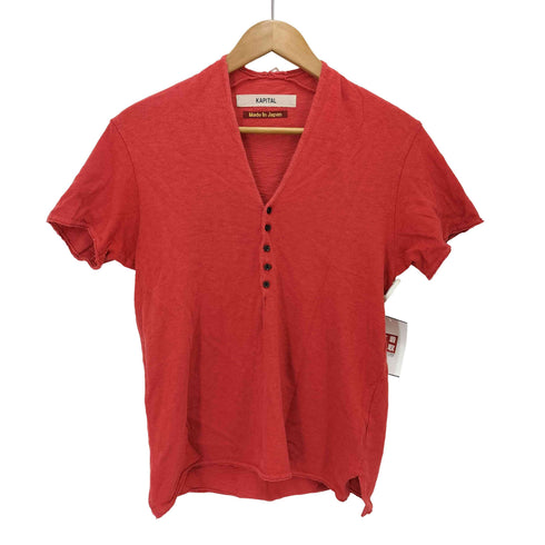 キャピタル KAPITAL コットン ハーフボタン Vネック ショートスリーブ カットソー レディース JPN:XS