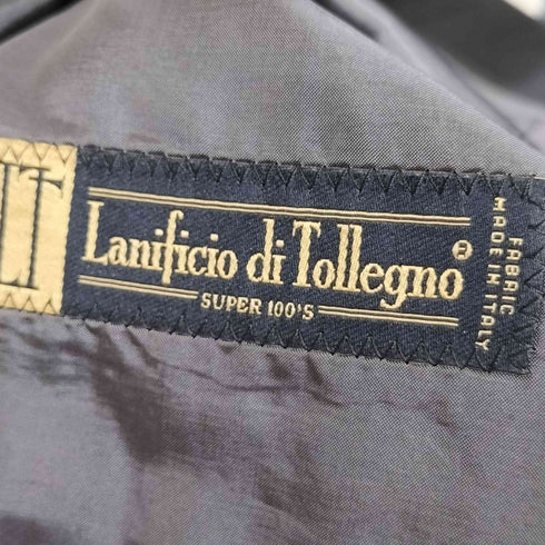 LANIFICIO DI TOLLEGNO ストライプ 3B シングルブレスト テーラードジャケット ストライプ 1タック センタープレス スラックス パンツ メンズ A5(82)
