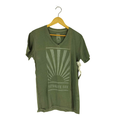 袖裾シングル USA製 fortunate son プリントロックバンド Vネック Tシャツ メンズ import:S