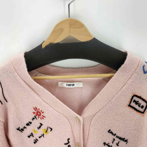 ファーファー furfur メッセージ刺繍カーディガン レディース ONE SIZE