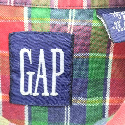ギャップ Gap USA製 OLD 紺タグ ボタンダウンチェックシャツ メンズ import:L