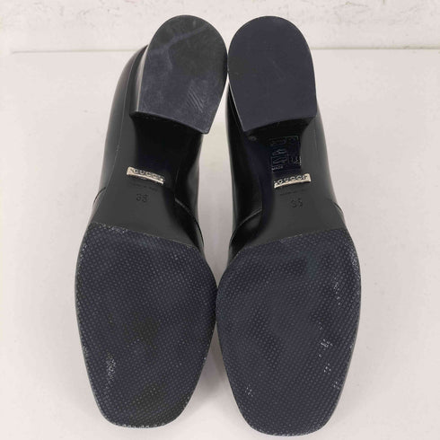 グッチ GUCCI スクエアトゥ ホースビット ヒールローファー レディース 35