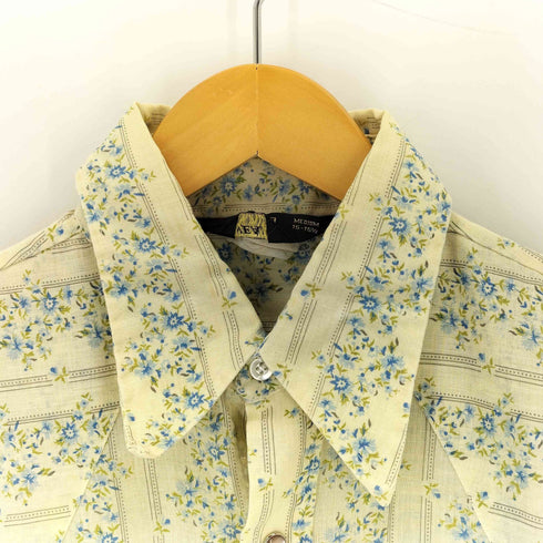 シアーズ Sears 70-80s 三角タグ 小花柄 S/S ウエスタンシャツ メンズ import:M 15-15 1/2
