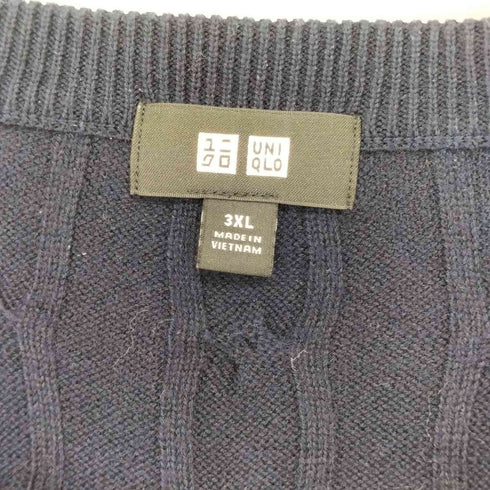 ユニクロ UNIQLO CASHMERE コットンカシミヤケーブルクルーネックセーター メンズ 3XL