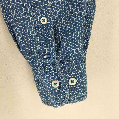 トミーヒルフィガー TOMMY HILFIGER Real Indigo 幾何学模様 ボタンダウンシャツ メンズ XL