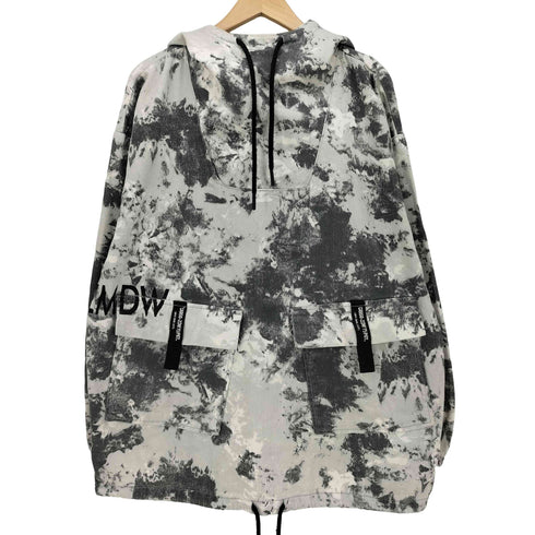 ザラ ZARA 総柄 ペンキプリント プルオーバーフーディ 裾ドローコード メンズ import:M