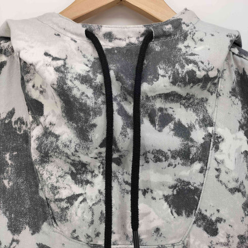 ザラ ZARA 総柄 ペンキプリント プルオーバーフーディ 裾ドローコード メンズ import:M