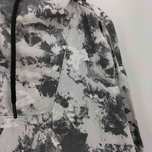 ザラ ZARA 総柄 ペンキプリント プルオーバーフーディ 裾ドローコード メンズ import:M