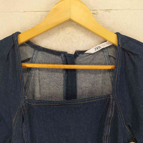 ザラ ZARA スクエアネックロングデニムワンピース レディース import:XS