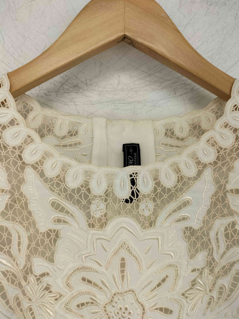 SAN MARINO 100% シルク ノースリーブブラウス レース 刺繍 レディース JPN:9号