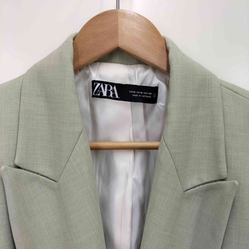ザラ ZARA LIGHT GREEN FITTED DOUBLE-BREASTED BLAZER ダブルテーラードジャケット レディース import:M