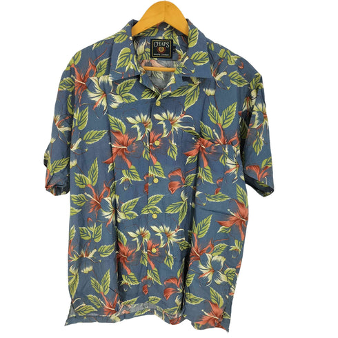 チャップスラルフローレン CHAPS RALPH LAUREN 80-90S CRL タグ レーヨン100% オープンカラー 開襟 S/S アロハシャツ メンズ import:L