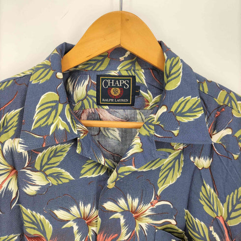 チャップスラルフローレン CHAPS RALPH LAUREN 80-90S CRL タグ レーヨン100% オープンカラー 開襟 S/S アロハシャツ メンズ import:L