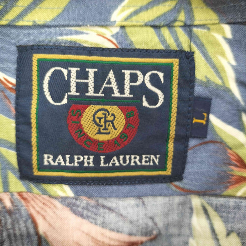 チャップスラルフローレン CHAPS RALPH LAUREN 80-90S CRL タグ レーヨン100% オープンカラー 開襟 S/S アロハシャツ メンズ import:L