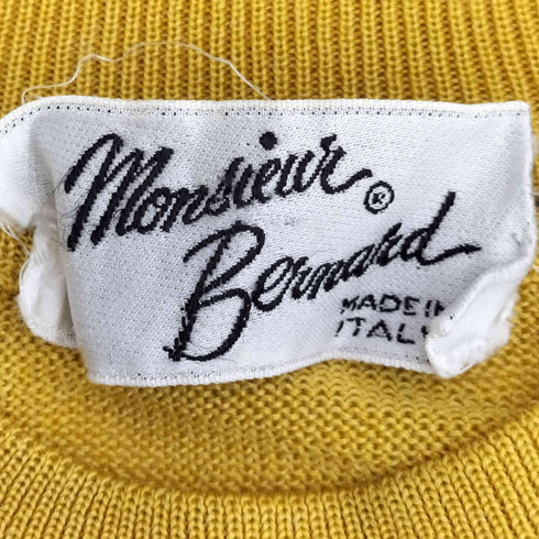 Monsieur Bernard イタリア製 モックネック シアー 長袖ニット メンズ