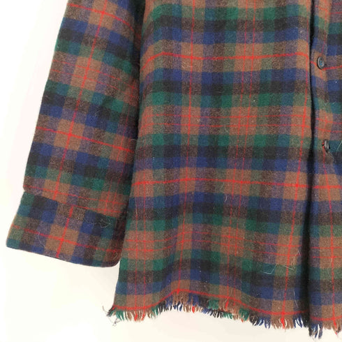 ペンドルトン PENDLETON 70s ウール 比翼ジップ ボタン ダブルフラップポケット フリンジ ネルシャツ メンズ import:M