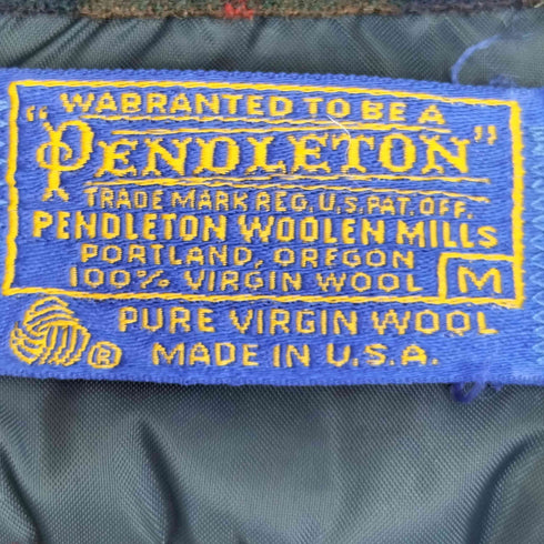 ペンドルトン PENDLETON 70s ウール 比翼ジップ ボタン ダブルフラップポケット フリンジ ネルシャツ メンズ import:M